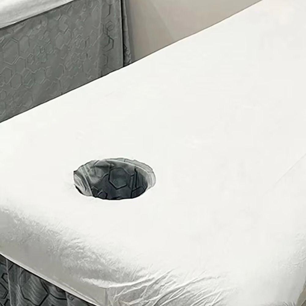 10Pcs/Pack Non-woven Fabric Disposable Bed Cover 100x215cm Open Hole Bed Sheets Soft Breathable Elastic Bedspread