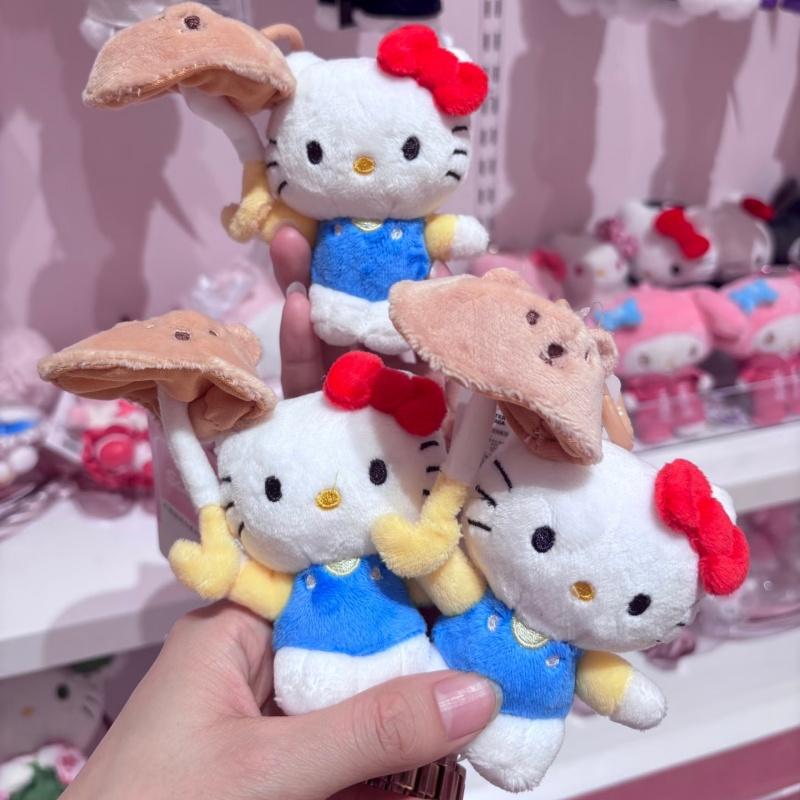 10CM Kuromi Hangyodon My Melody Umbrella Plush Toy Keychain cartoon umbrella holding cinnamoroll pochacco kt plushie bag charm