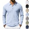 Spring Loose-Fit Solid-Colour Collared Casual Business Men's Long-Sleeved Linen Polo Shirt