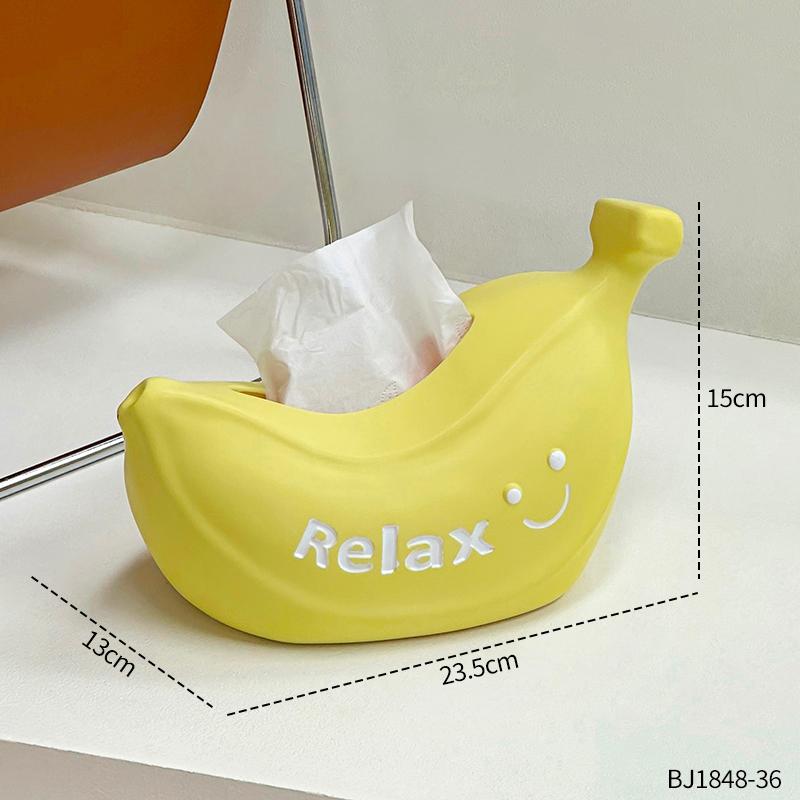 

Relaxing Banana Tissue Box Creative Smile Home Paper Box Living Room Bedroom Desktop Decoration Ornament Gift