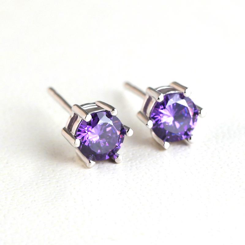S925 Sterling Silver Six-Prong Diamond Stud Earrings for Women - Simple, Small, Hypoallergenic, Ideal for Students & Piercings, Sleep-Friendly