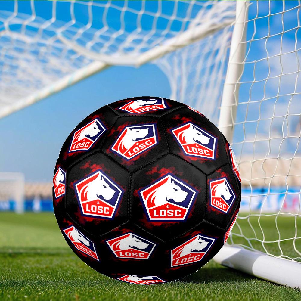 Lyon Football Club Emblem Soccer Ball Size 5 Soccer Ball, Machine-stitched, Soft and Comfortable, Suitable for Training and Matches Fan Gift