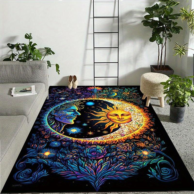 Sun and Moon Crystal Velvet Area Rug  Polyester Soft Non-Slip Floor Mat for Living Room Bedroom Kitchen Bathroom - Wrin