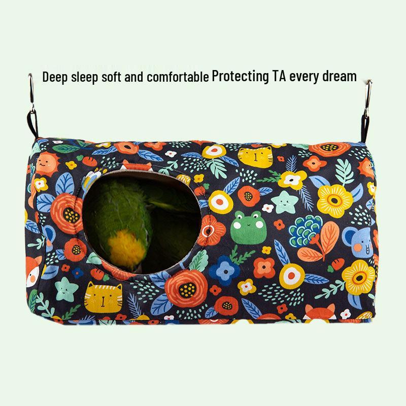 Cozy Autumn & Winter Parrot Nest: Thickened Cylinder Sleeping House for Cockatiels & Peony Birds