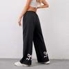 Women's Loose Elastic Waist Pocket Casual Pants Plaid Print Wide Leg Trousers