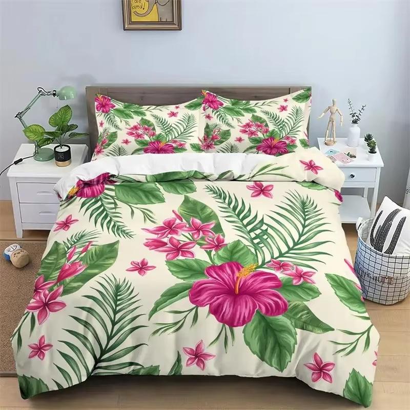 Warm Floral Down Comforter Set Bedding Set 3-piece Coverlet Set