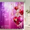1 Pc Pink,Romantic Love Pattern Shower Curtain Printing Fabric Valentine'S Day Love Home Decoration Bathroom Curtain With Hooks