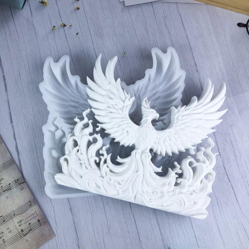 Multifuntional 3D Silicone Mold Phoenixes Shape Easy Releasing Molds for Candle Soap and Cake Suitable for Home Decors