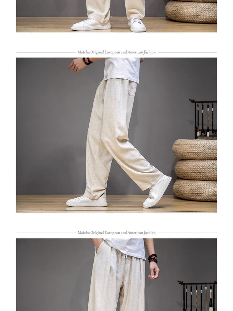Men's Cotton & Linen Casual Pants - Summer/Winter Loose Wide-Leg Trousers