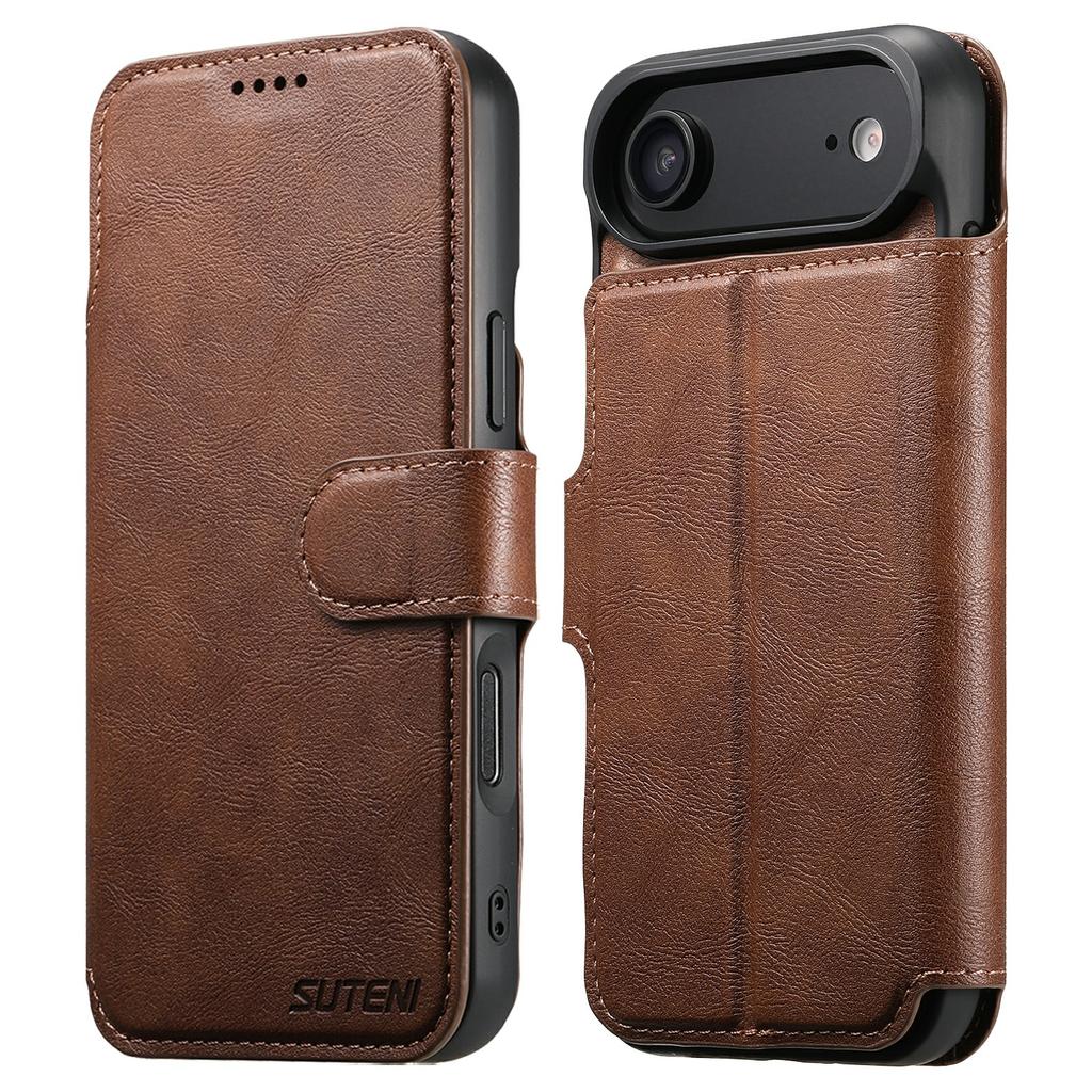 SUTENI Q-05 For iPhone 17 Air Wallet Case 2 in 1 Detachable Leather Flip Phone Cover with Stand