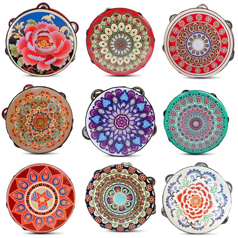 7" Tambourine: Xinjiang Uyghur Hand Drum for Kindergarten, Dance Props, and Music Exams