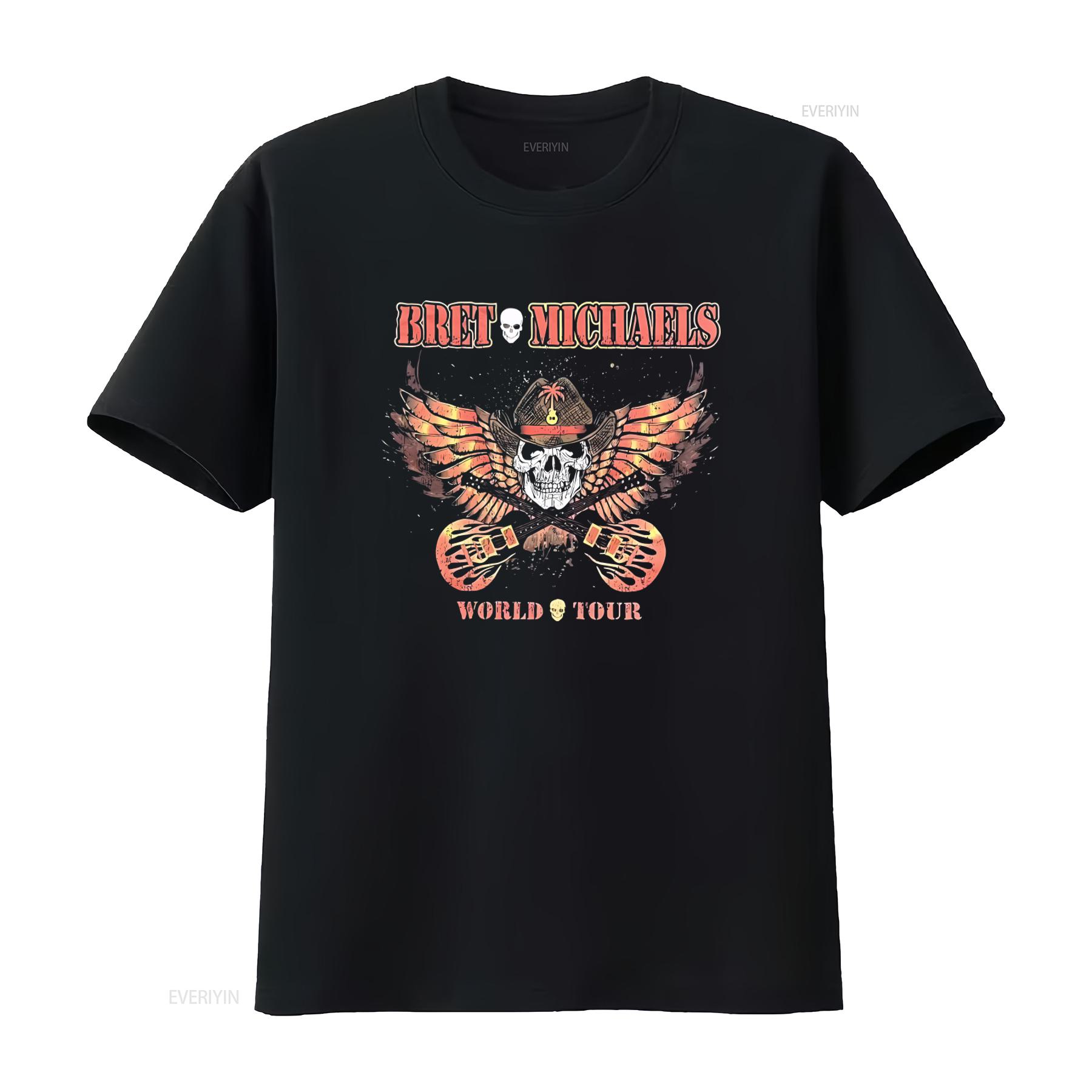 

Bret Michaels World Tour Skull Guitar Wings T Shirt for Men Large vintage Washed Breathable Soft Top For Everyday Wear Stylish 4XL