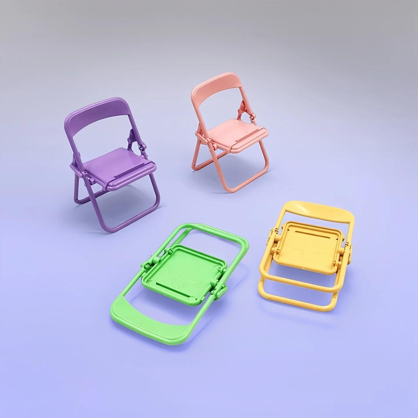 

Creative Folding Chair Phone Stand & Mini Stool - Portable Multi-Color (Macaron/) Design,Compact Desktop Holder for Phone,Tablet фіолетовий