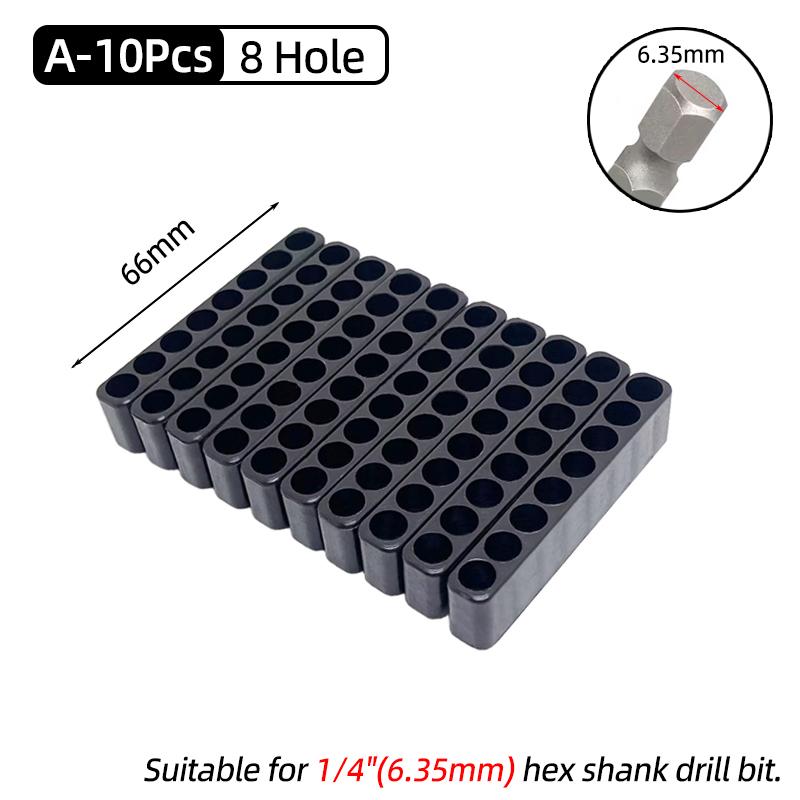 10Pcs Set 6/8/10/12/15 Holes 6.35mm/4mm Hex Shank Screwdriver Bit Holder Plastic Drill Bit Head Storage Hand Tools Accessories