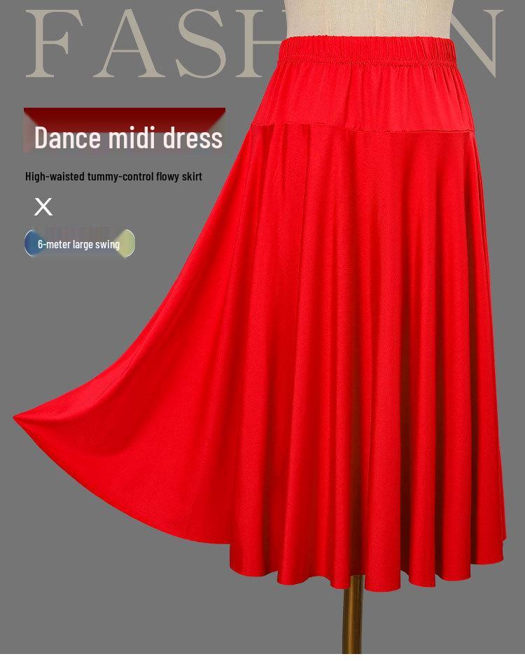 2025 Nová jednobarevná sukně na square dance a sálový tanec s velkým rozsahem