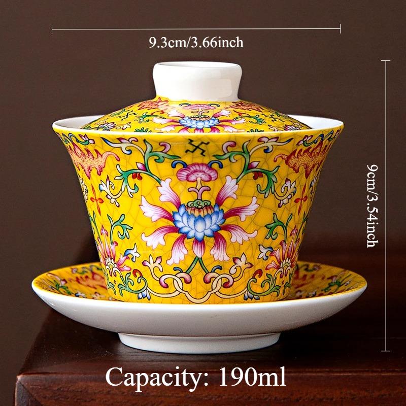 

190ml Enamel Covered Bowl Ceramic Hover Tea Cup Chinese High-end Household TeaSet accessoryTea Making Utensils drink tea