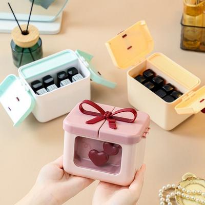 Plastic Bowknot Lipstick Storage Box Dust-Proof Dopamine Cosmetic Storage Container with Cover Makeup Organizer
