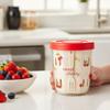 Portable Cherry Pattern Double Wall Salad Cup Reusable with Fork Drain Fruit Cup Plastic Leak Proof Oat Container School