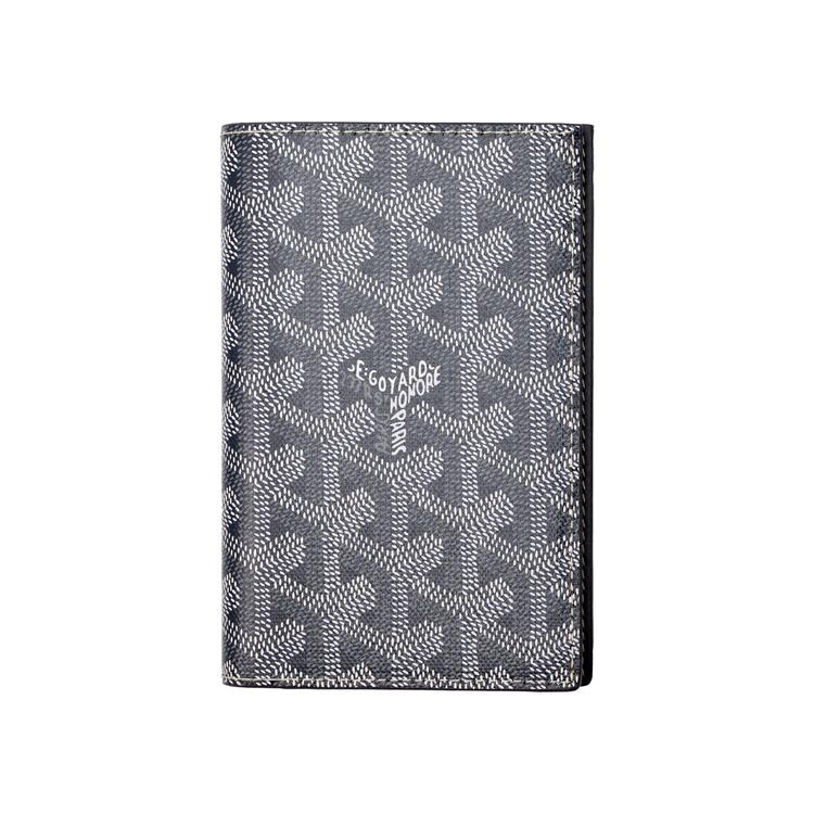 Goyard Grenelle Monogrammed Flap Pocket Canvas And Calfskin Card Holder Passport Holder Unisex Accessories Gray GRENELPMLTY-51CL51X