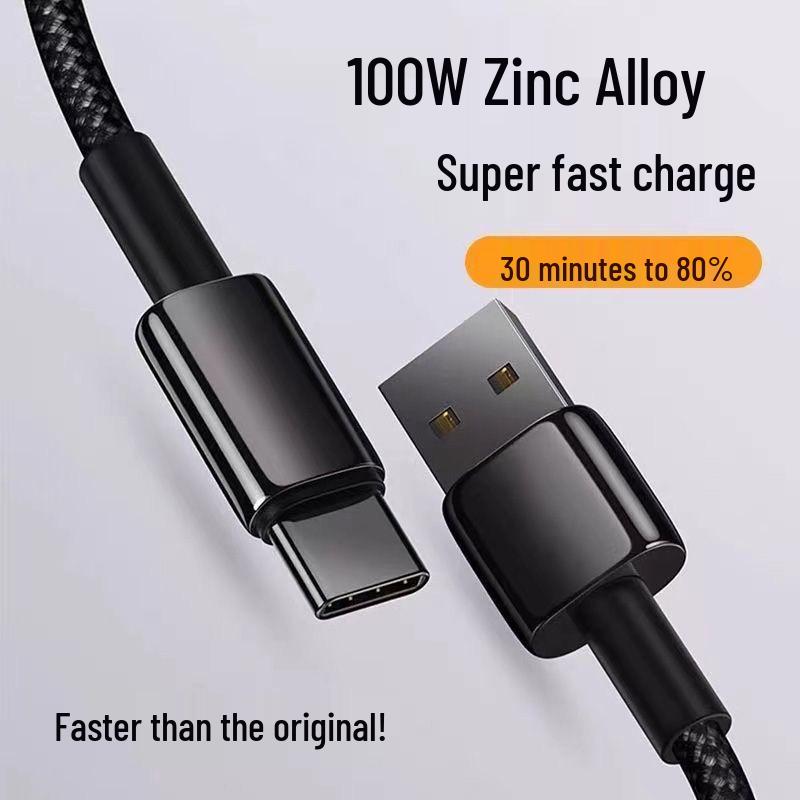 6A Type-C Super Fast Charging Braided Data Cable, 240W Flash Charge for Vivo, Huawei, Honor, and Car Charging