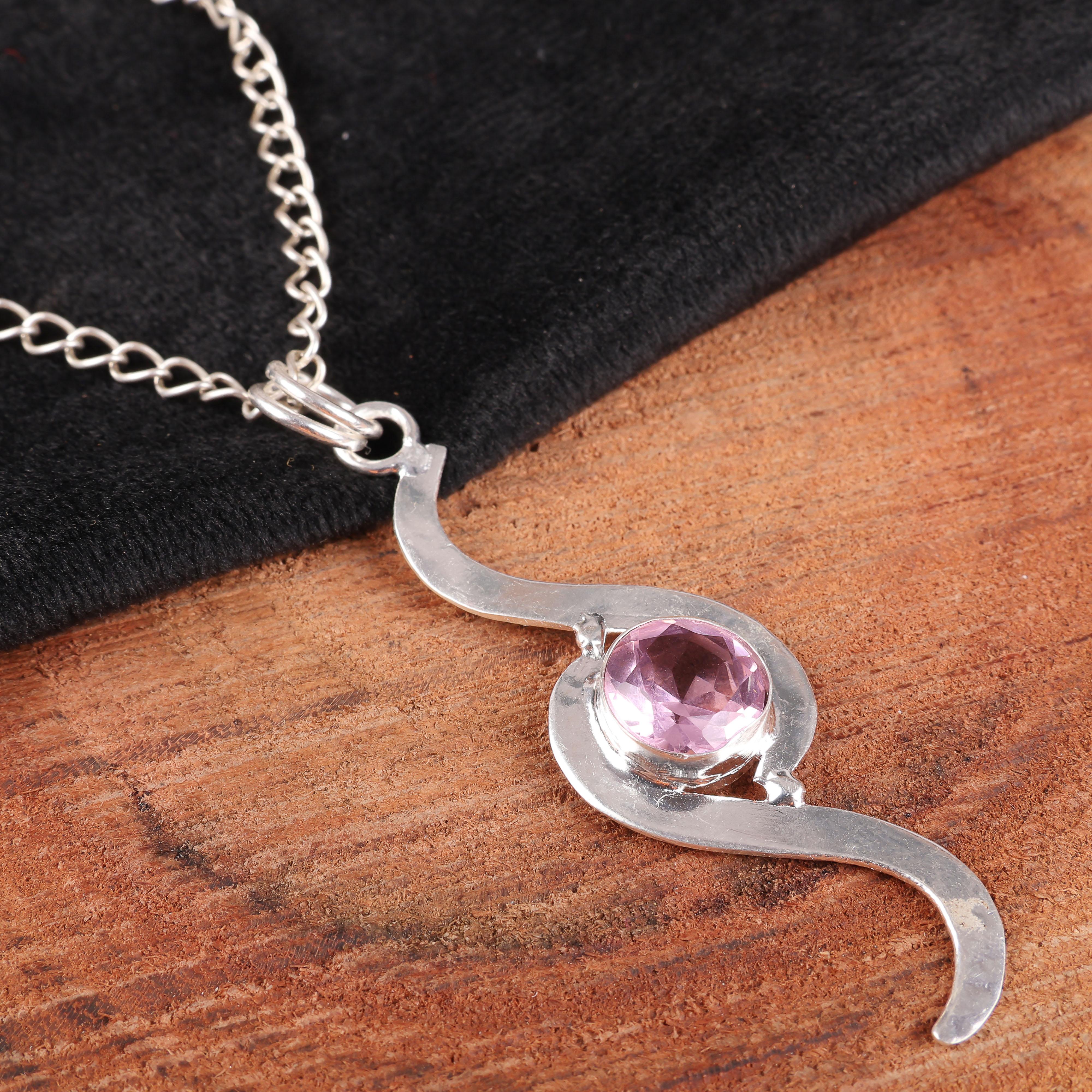 

Кулон с морганитом, Кулон из цельного стерлингового серебра 925 пробы с драгоценным камнем ручной работы, Изящное украшение, Для подарка на помолвку 2.59 Inches розовый