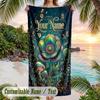 Fantasy Garden Flowers Theme Quick Dry Beach Towel Custom Name Text Print Large Sand Resistant Towel Beach Vacation