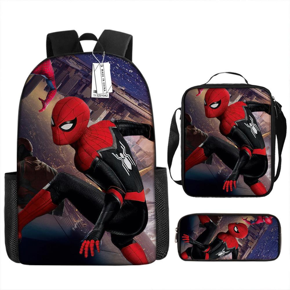Spiderman School Backpack Set With Oxford Fabric Breathable Waterproof For Kids