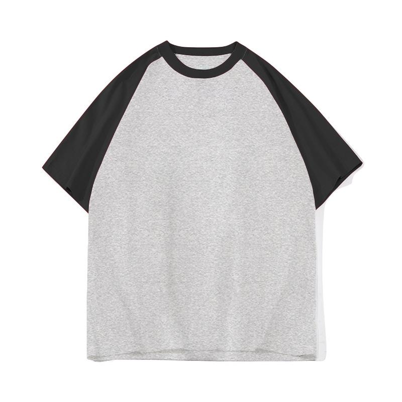 Unisex Pure Cotton Color Block Drop Shoulder T-shirt with Horn Sleeves and Round Neck
