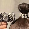 5Pcs Korean High Elasticity Seamless Hair Ties Black and White Checkered Traceless Hair Ring Simple and Durable Thick Hair Bands