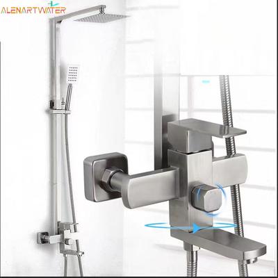 Bathroom 8" Rainfall Shower Faucet Bath Faucet Wall Mounted Swivel Bath Spout Shower Mixer Tap Shower Faucet Shower Set Mixer