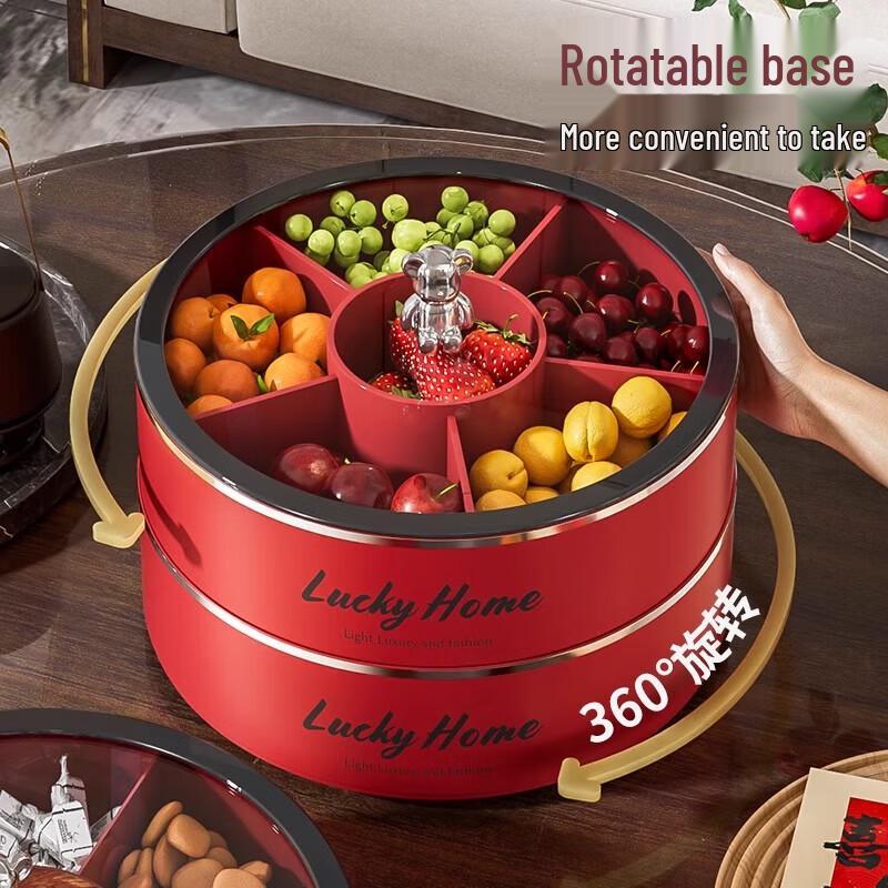 Exquisita Bandeja de Aperitivos de Doble Capa Giratoria 360°