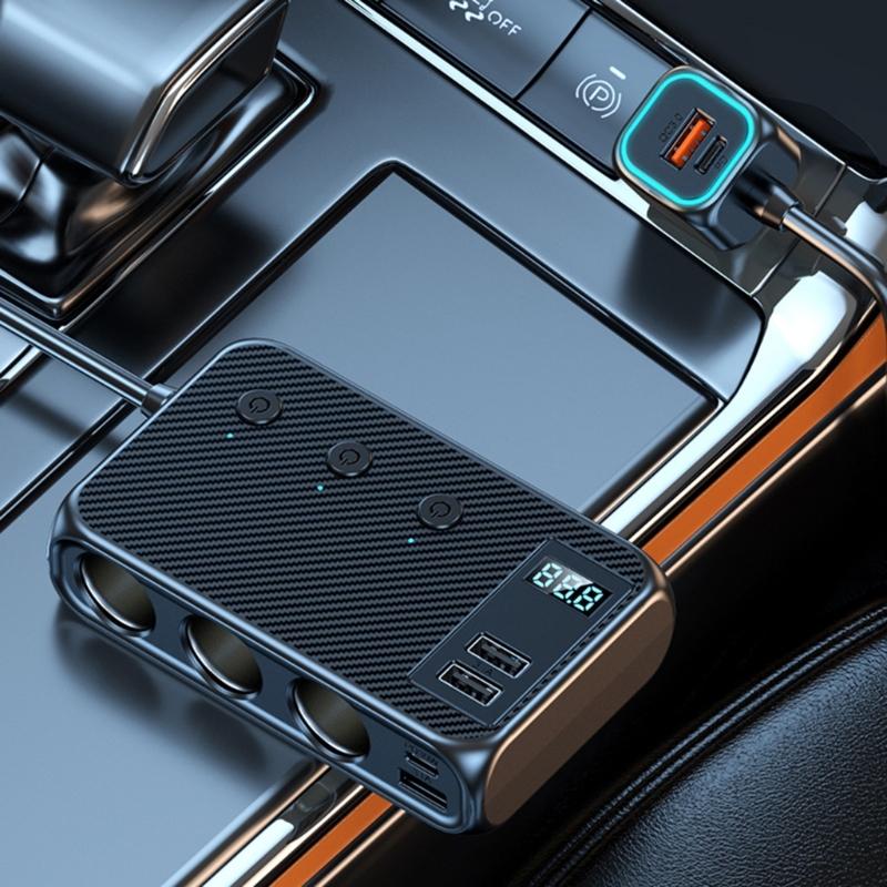 Car Charging Hub Splitters with Independent Switches Fast Charging Adapter Vehicles Charger for 12V-24V Car Truck SUVs