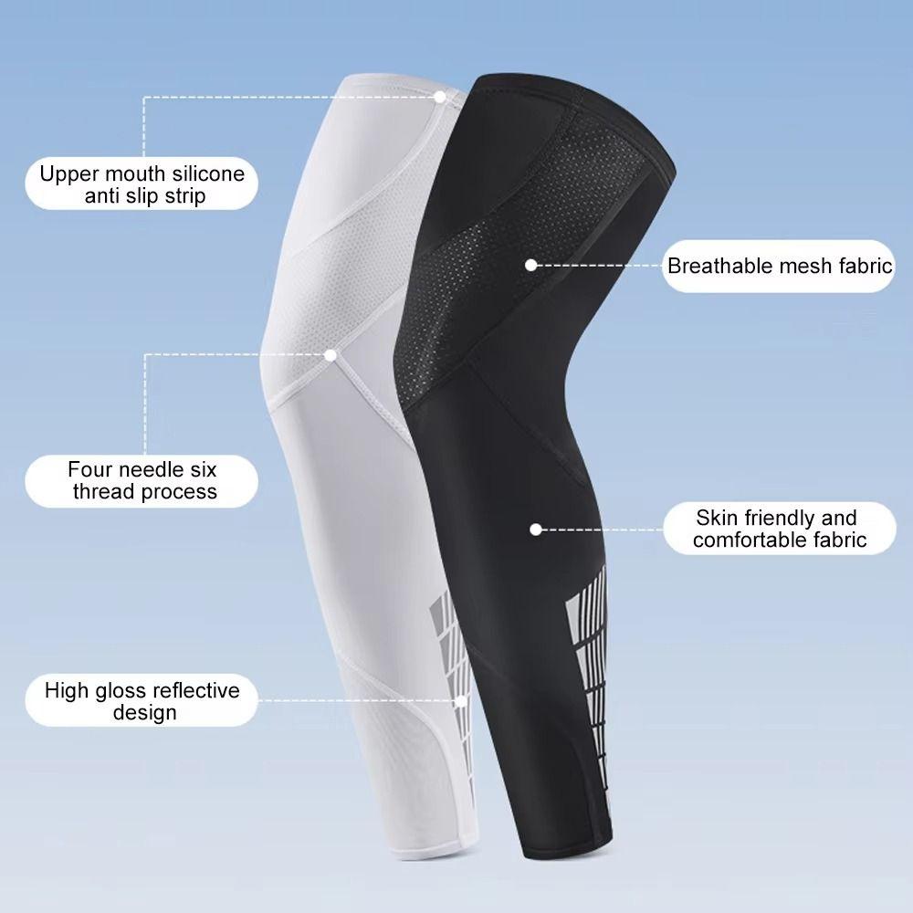 Anti-slip Compression Leg Sleeves Reflective Strip Sports Leg Sleeves Long Knee Sleeve  Swelling