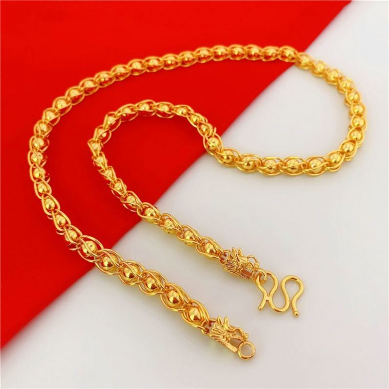 Dubai Simulated Vietnam Alluvial Gold Thailand Plated Men's Necklace Protection Daikin Pattern Faucet M Buckle