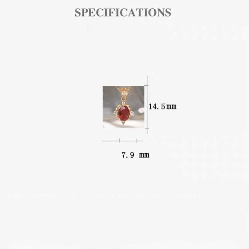 Natural Red Garnet Pendant Necklace for Women, 925 Sterling Silver, Vintage Luxe Feel