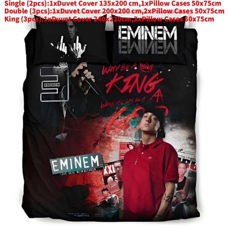 

Eminem Цифровой 3D Принт Узор Пододеяльник Наволочка Набор Спальня Постельное Белье Подарок Red Black,Single(135x200cm)