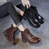 Leather women's shoes thick heel short boots Martin boots women's new autumn and winter British soft leather fashion show feet small boots