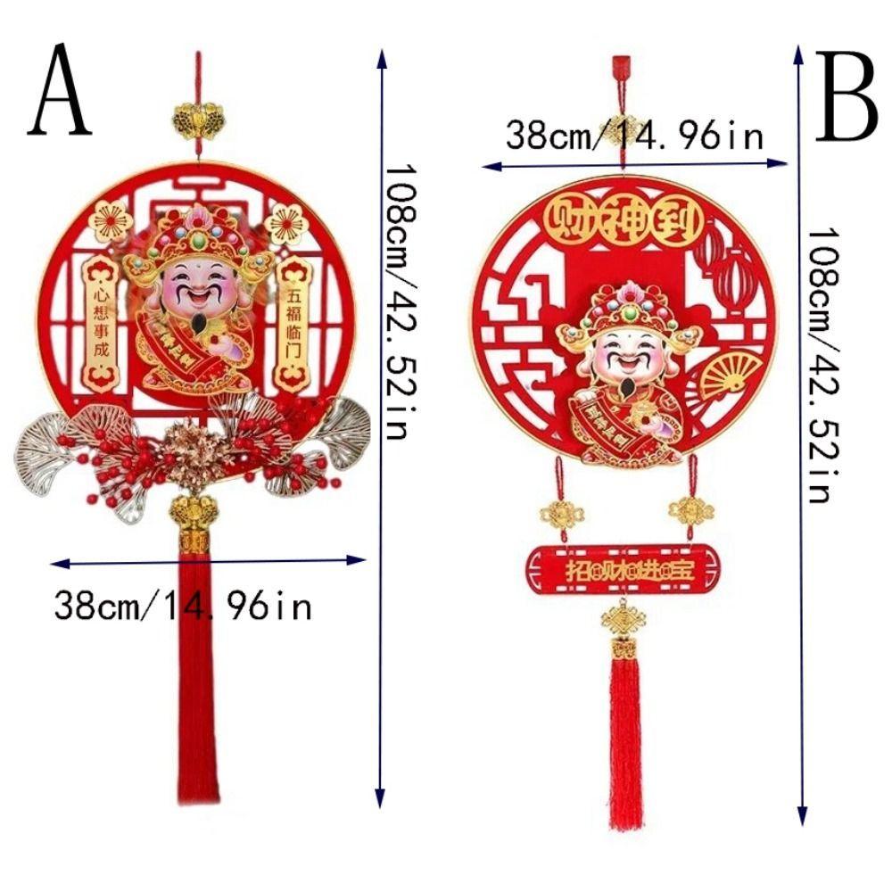 Flocking Shaking Head God Of Wealth Pendant Fortune Fruit Red Pulp China Hanging Pendant Circular Textured