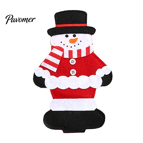 Christmas Tableware Decor Cutlery Holder Pockets, Santa Snowman Reindeer Bags, Pouch for Parties Bags Spoon Knife Fork, Xmas Party Dinner Table