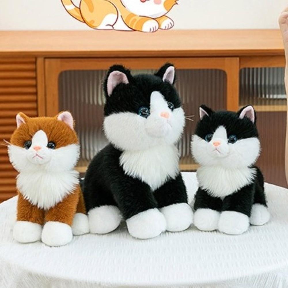 Meow Sound Effect Realistic Stuffed Cat Doll Cotton Simulated Cat Plushie  Home Decoration