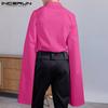 INCERUN Spring Mens Fashion Elegant Cape Shirts Long Sleeves Turn-down Collar Silky V Neck Ponchos Cloak Solid Party Tops S-5XL