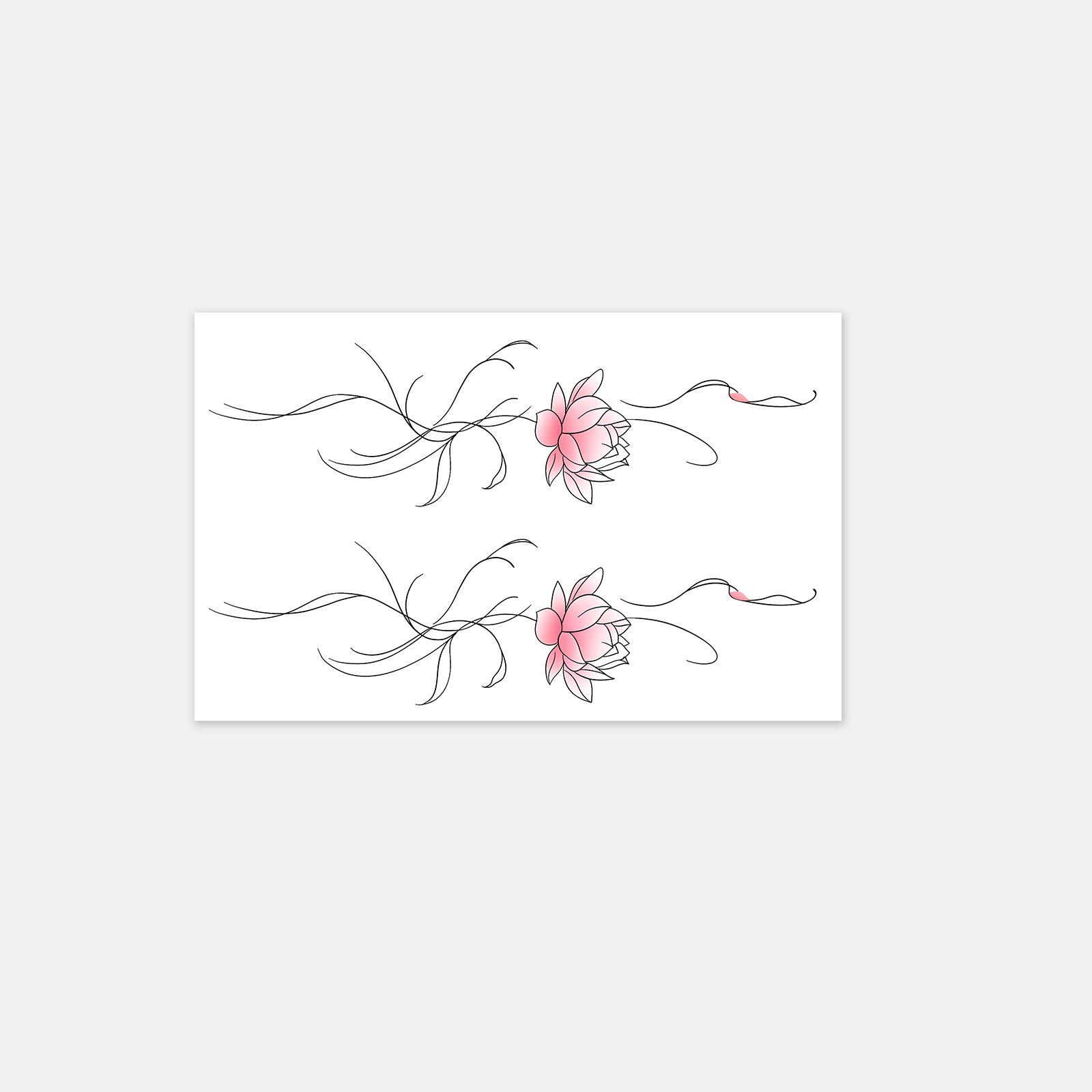 

Gradient Pink Lotus Collarbone Tattoo Patch Waterproof And Long-Lasting Women S Chest High-End Simulation Tattoo 12*19