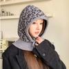 Warm Balaclava Hat Leopard Print Knitted Hooded Cap Fashion Ear Protection Hat  Winter/Autumn