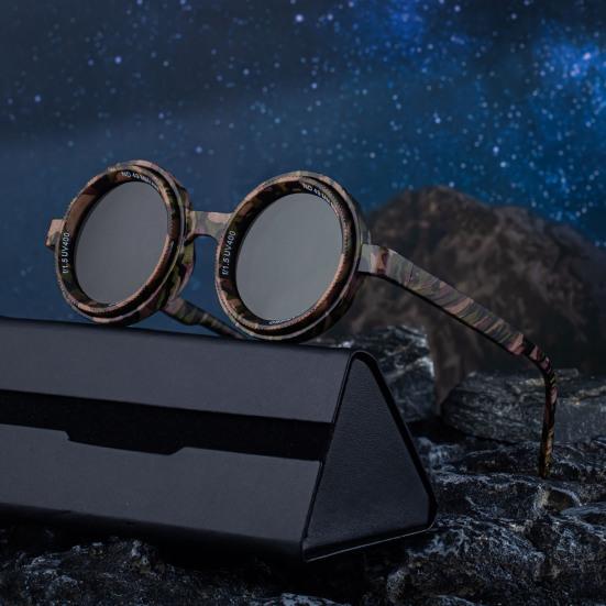 Verstellbare Tönung Sonnenbrille Retro Runde Polarisierte Brille mit ND-Filtergläsern Herren Damen Outdoor Strand Sonnenbrille zum Autofahren Angeln Golf