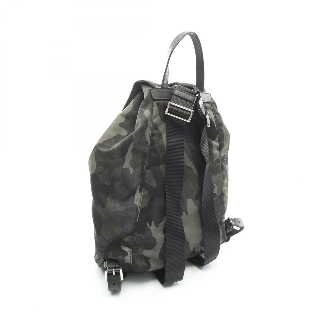 Used PRADA TESSUTO CAMOUFL Rucksack Backpack BZ0032 Nylon Saffiano leather Green Multicolor Used Women