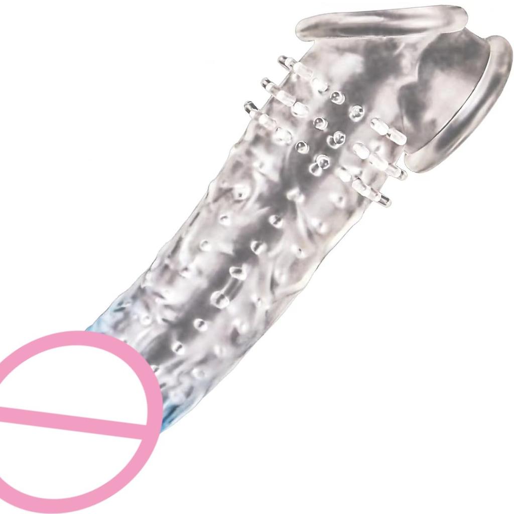 Large Transparent Crystal Exotic Condom Wear Male Penis Set Penis Extended Cover Couple Adult Sex Product
