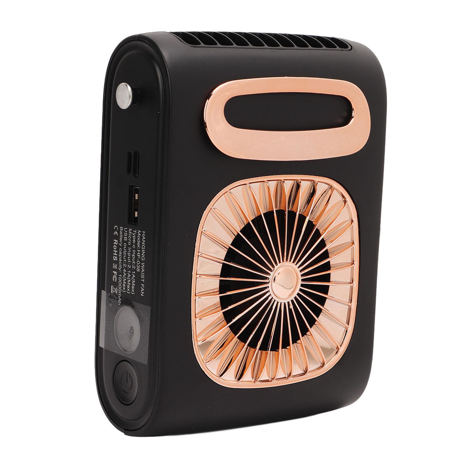 

Поясной вентилятор с низким уровнем шума и быстрым охлаждением, портативный подвесной шейный вентилятор, внешний аккумулятор для доставки на открытом воздухе чёрный