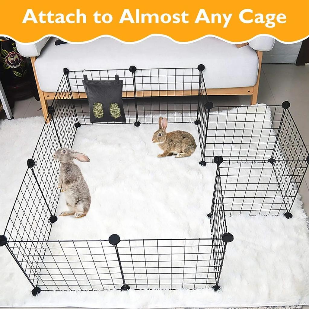 Hay Feeder Bag Hanging Pouch Feeder Holder Feeding Dispenser Container for Rabbit Guinea Pig Small Animals Pet Cage Accessories