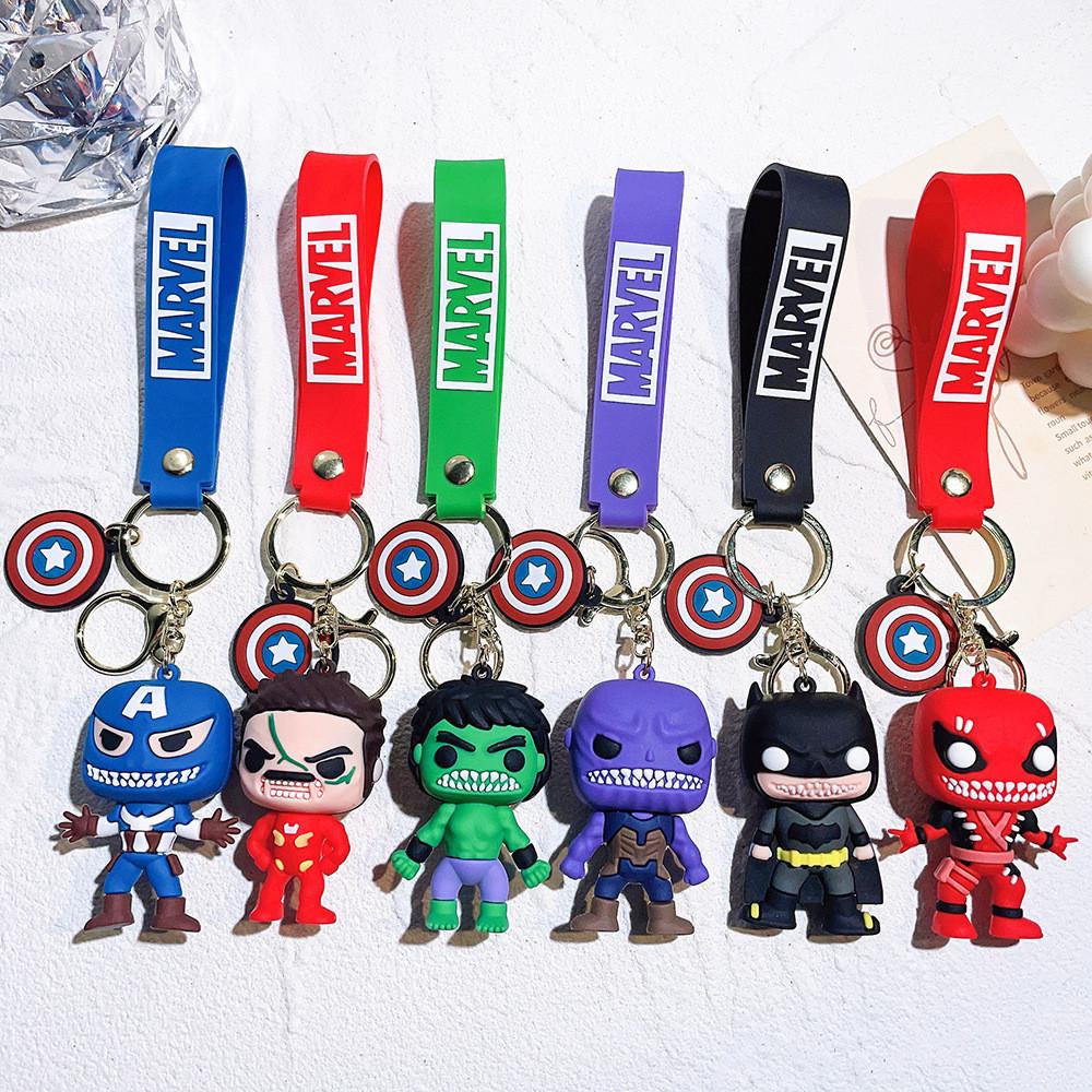 Unique Superhero Keychain Dark Version Featuring Captain America Hulk Batman Iron Man