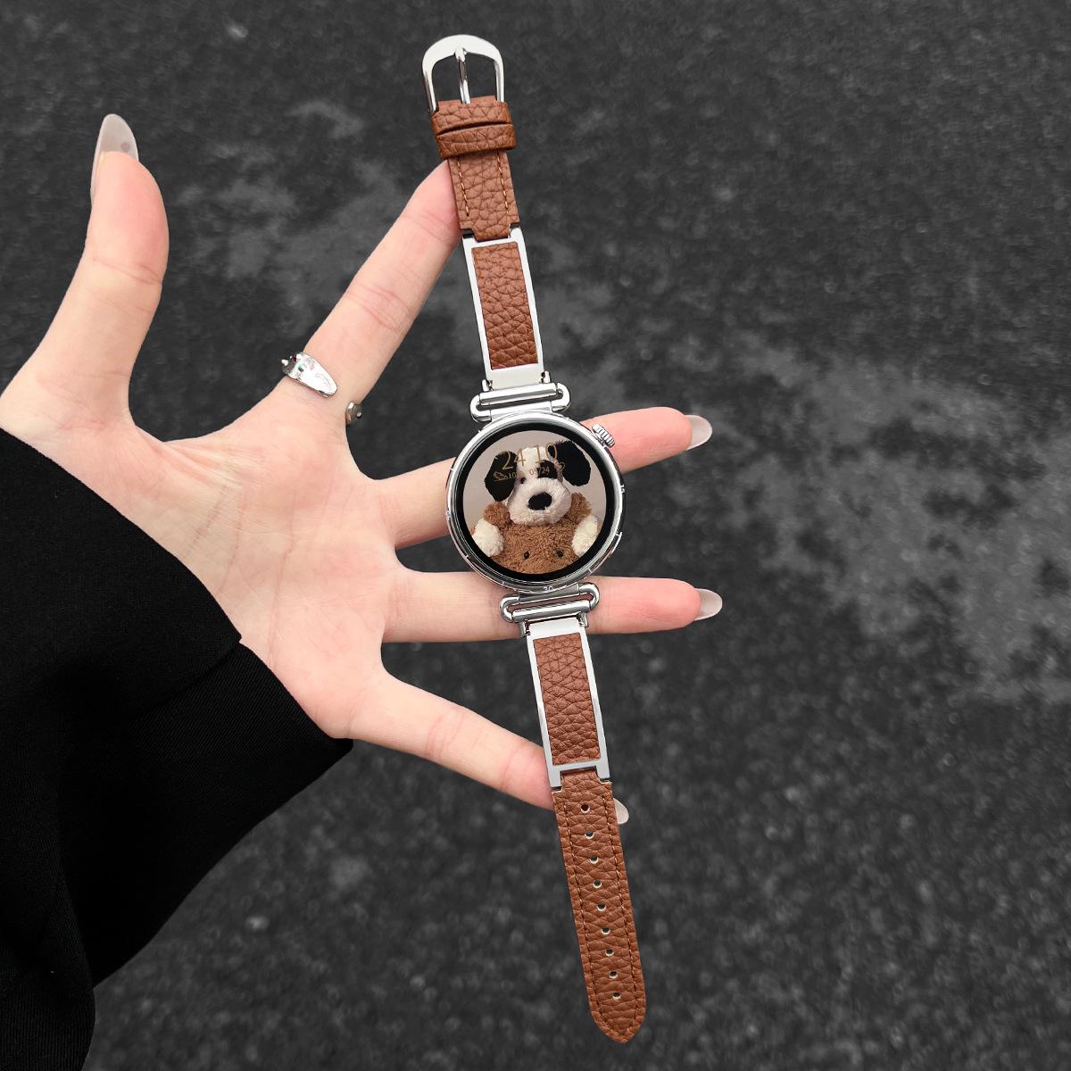 

Elegant Patchwork Leather & Metal Bracelet for Huawei GT5/6 & Watch 4/3 Pro – Women s High-End Wristband 46/48mm for Huawei watch4/watch4Pro